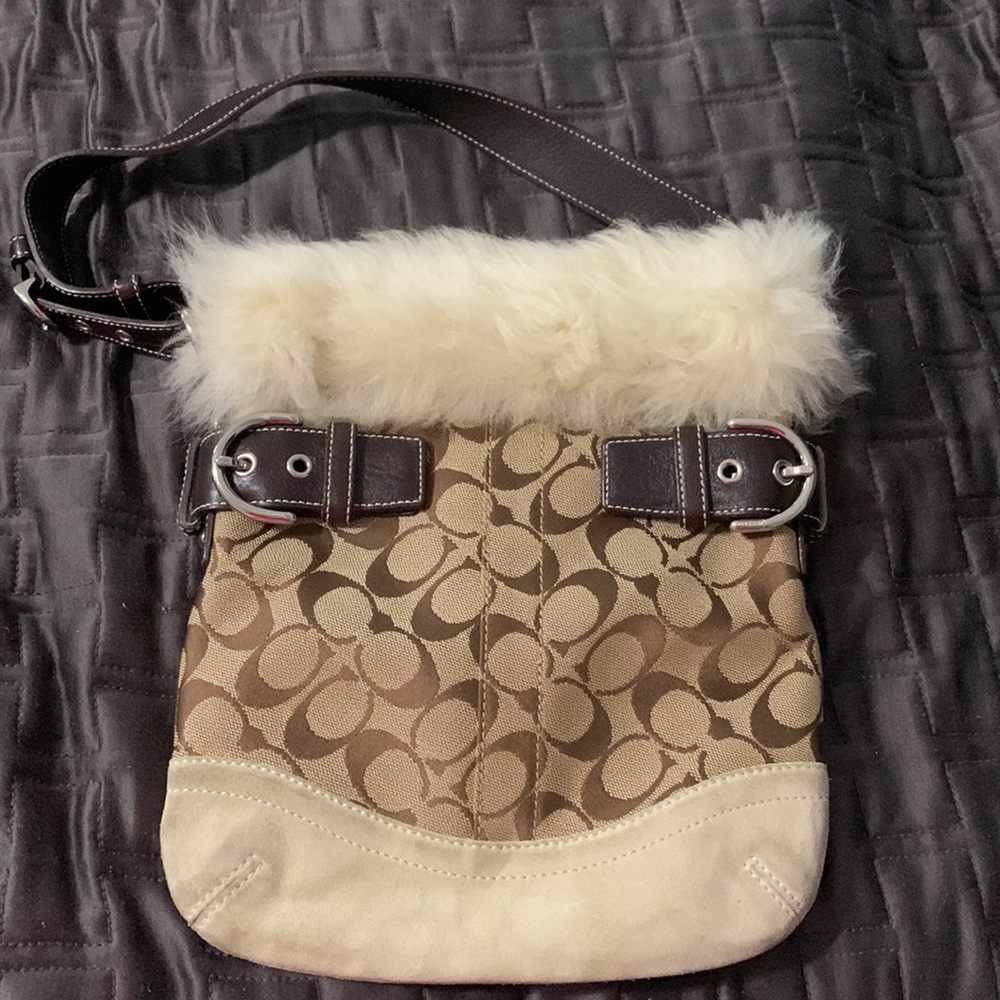 Coach purse with fur